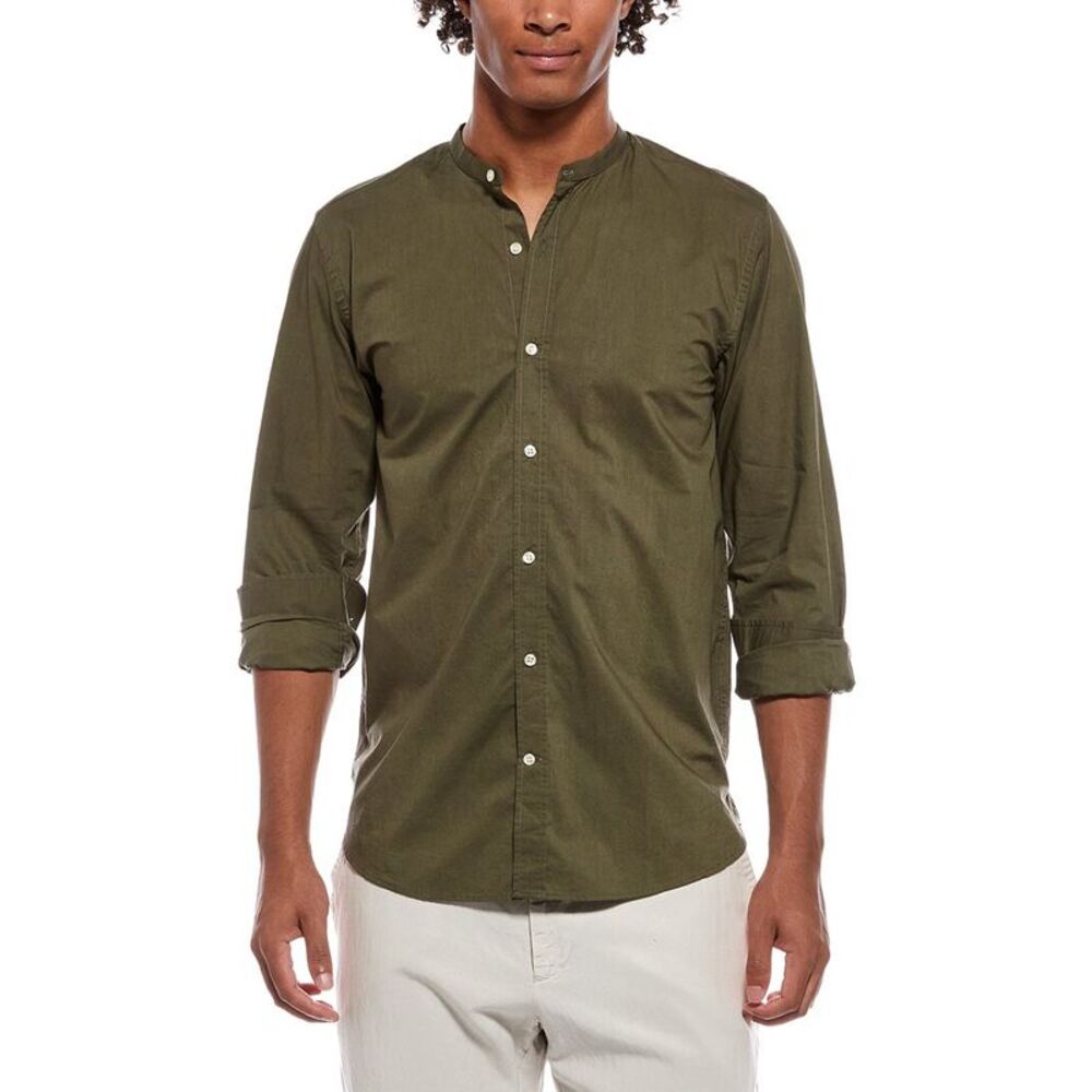 Officine Générale Mens Officine Generale Gaspard Poplin Shirt, Green